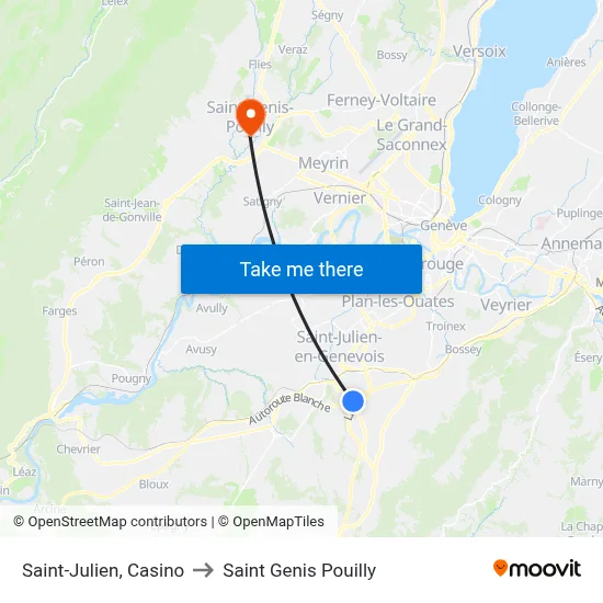 Saint-Julien, Casino to Saint Genis Pouilly map