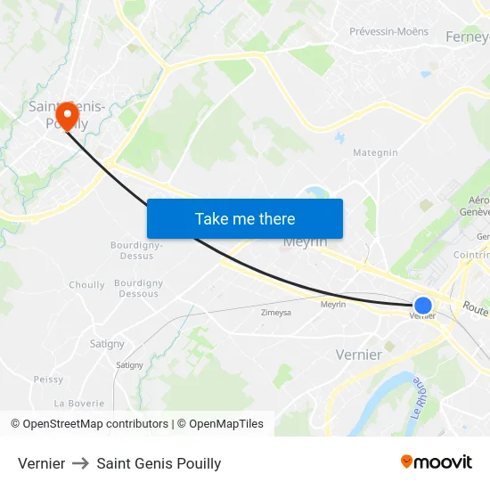 Vernier to Saint Genis Pouilly map