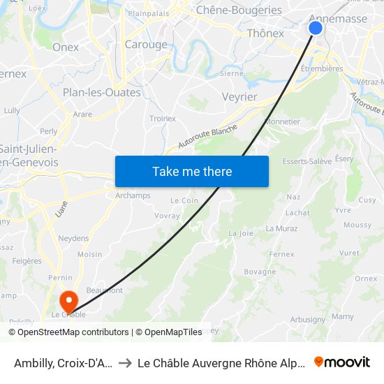 Ambilly, Croix-D'Ambilly to Le Châble Auvergne Rhône Alpes France map