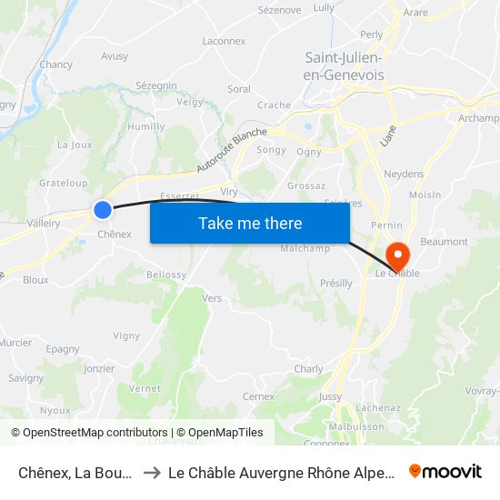 Chênex, La Boutique to Le Châble Auvergne Rhône Alpes France map