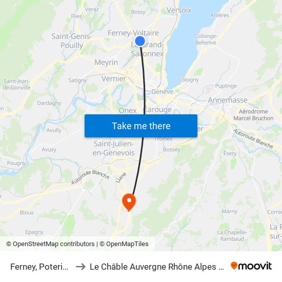 Ferney, Poterie (F) to Le Châble Auvergne Rhône Alpes France map