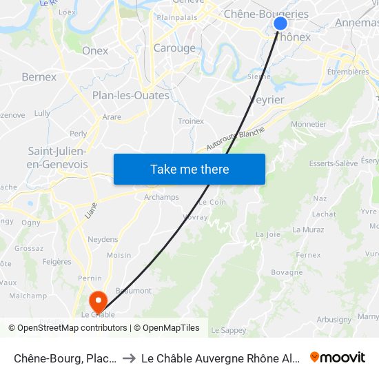 Chêne-Bourg, Place Favre to Le Châble Auvergne Rhône Alpes France map