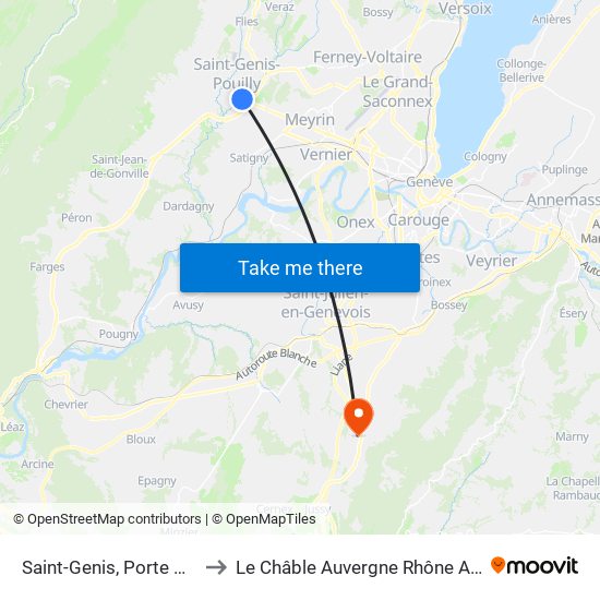 Saint-Genis, Porte De France to Le Châble Auvergne Rhône Alpes France map