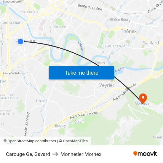 Carouge Ge, Gavard to Monnetier Mornex map