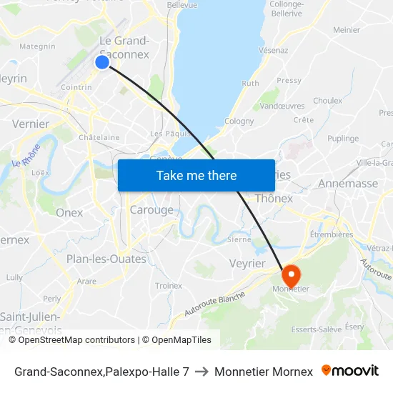 Grand-Saconnex,Palexpo-Halle 7 to Monnetier Mornex map