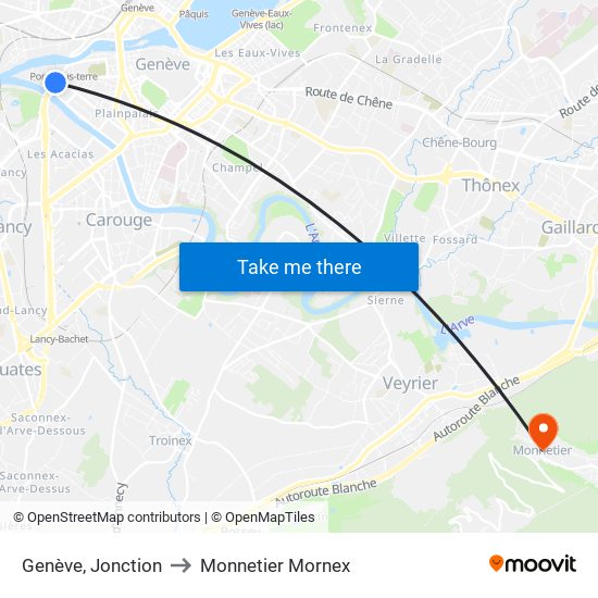 Genève, Jonction to Monnetier Mornex map