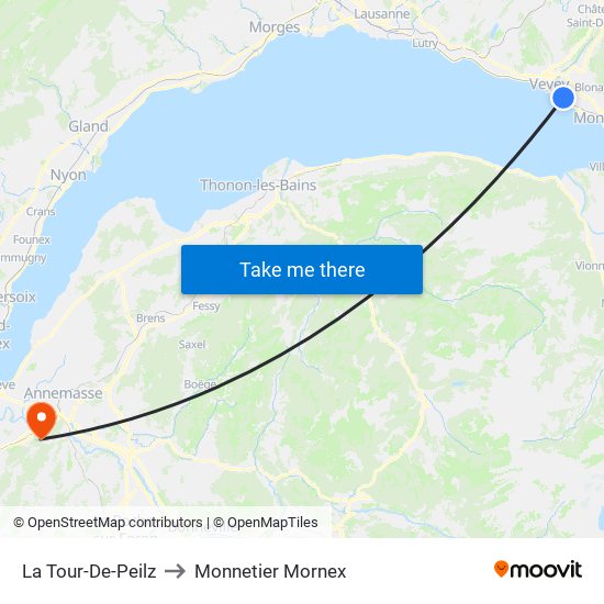 La Tour-De-Peilz to Monnetier Mornex map