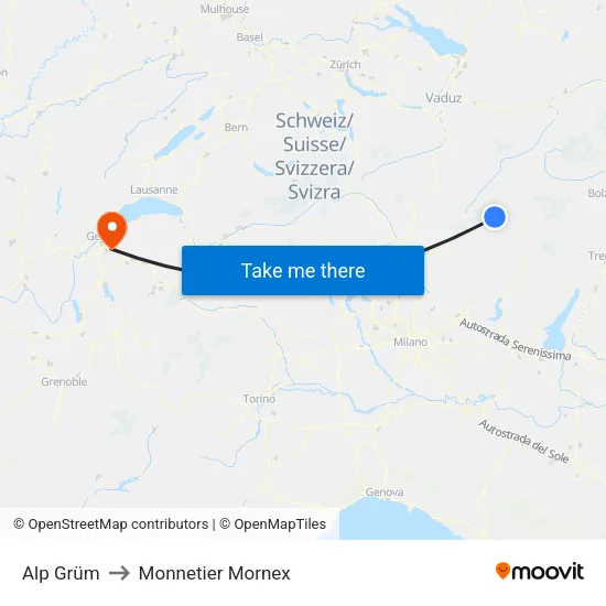 Alp Grüm to Monnetier Mornex map