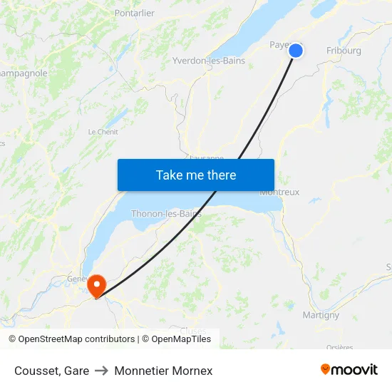 Cousset, Gare to Monnetier Mornex map
