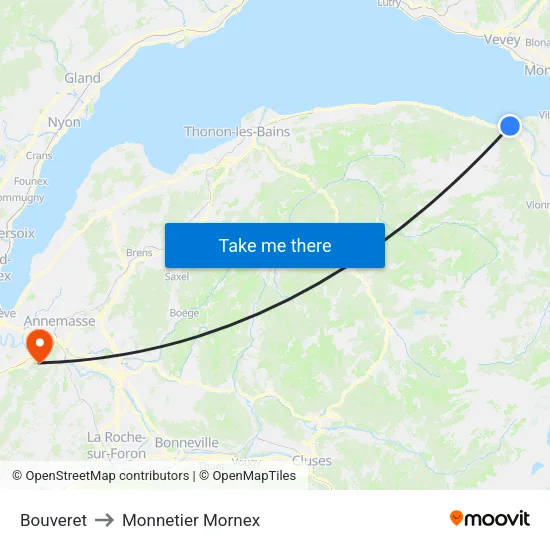 Bouveret to Monnetier Mornex map