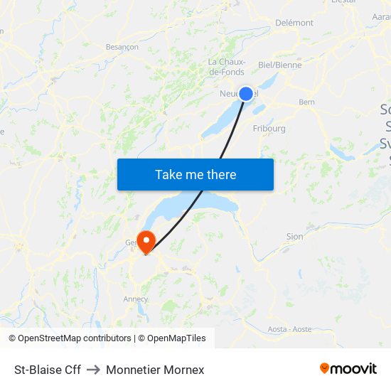 St-Blaise Cff to Monnetier Mornex map