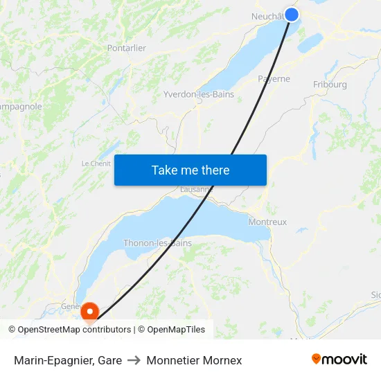 Marin-Epagnier, Gare to Monnetier Mornex map