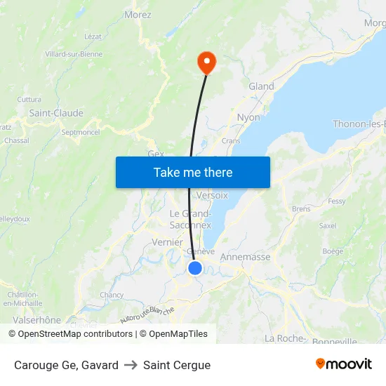 Carouge Ge, Gavard to Saint Cergue map