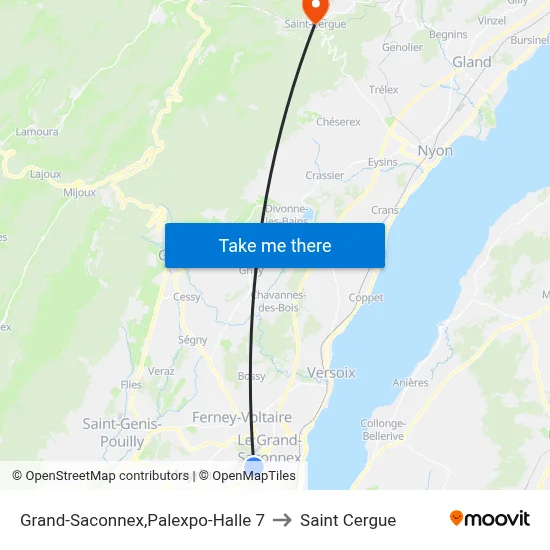 Grand-Saconnex,Palexpo-Halle 7 to Saint Cergue map