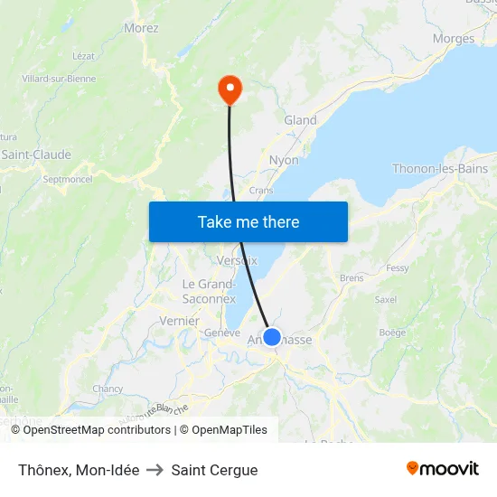 Thônex, Mon-Idée to Saint Cergue map