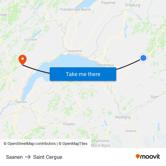 Saanen to Saint Cergue map