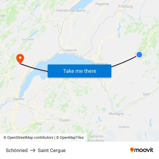 Schönried to Saint Cergue map