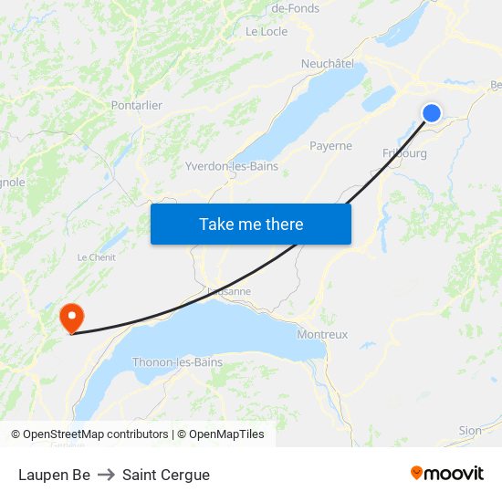 Laupen Be to Saint Cergue map