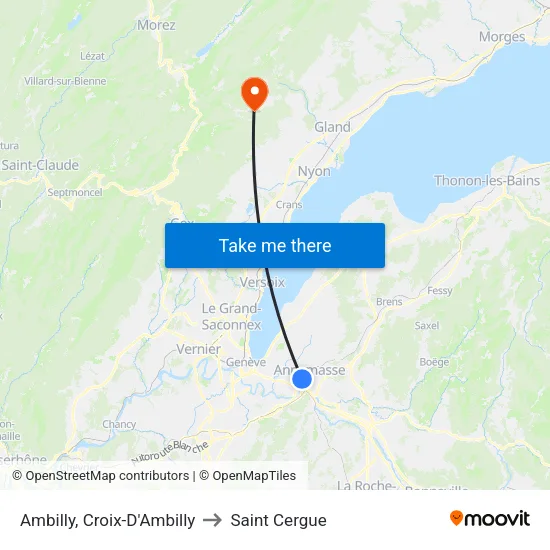 Ambilly, Croix-D'Ambilly to Saint Cergue map
