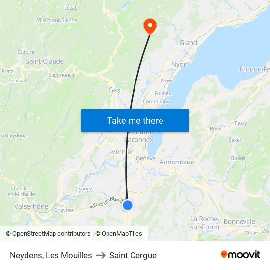 Neydens, Les Mouilles to Saint Cergue map