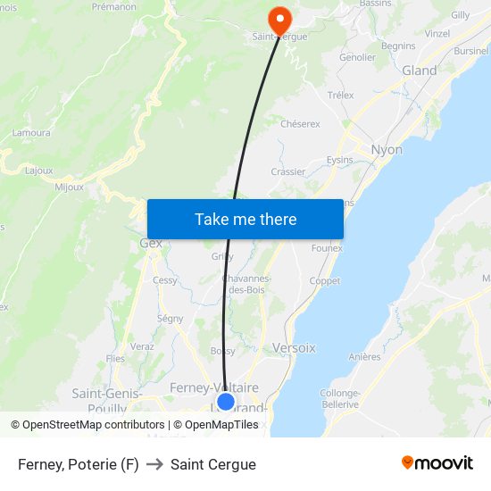 Ferney, Poterie (F) to Saint Cergue map
