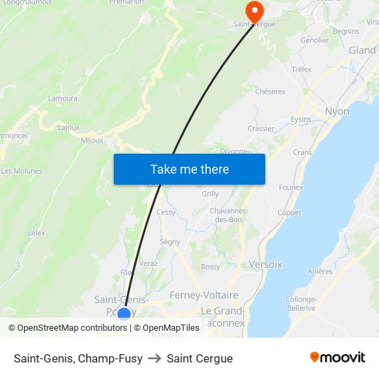 Saint-Genis, Champ-Fusy to Saint Cergue map