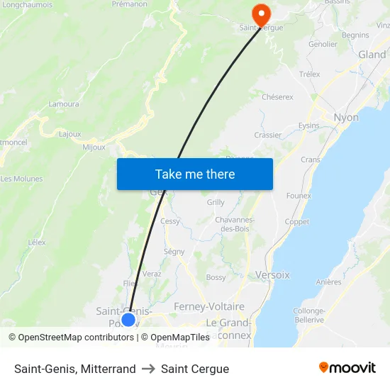 Saint-Genis, Mitterrand to Saint Cergue map
