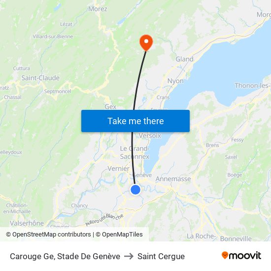 Carouge Ge, Stade De Genève to Saint Cergue map