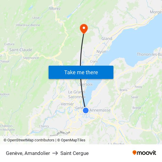 Genève, Amandolier to Saint Cergue map