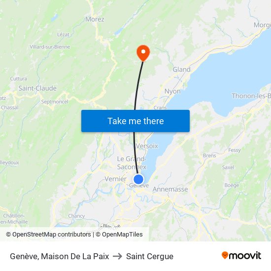 Genève, Maison De La Paix to Saint Cergue map