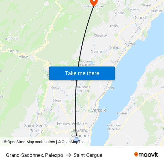 Grand-Saconnex, Palexpo to Saint Cergue map