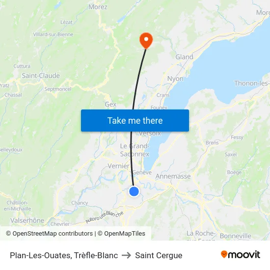 Plan-Les-Ouates, Trèfle-Blanc to Saint Cergue map