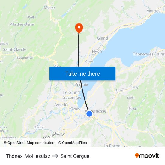 Thônex, Moillesulaz to Saint Cergue map