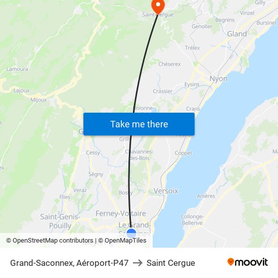 Grand-Saconnex, Aéroport-P47 to Saint Cergue map