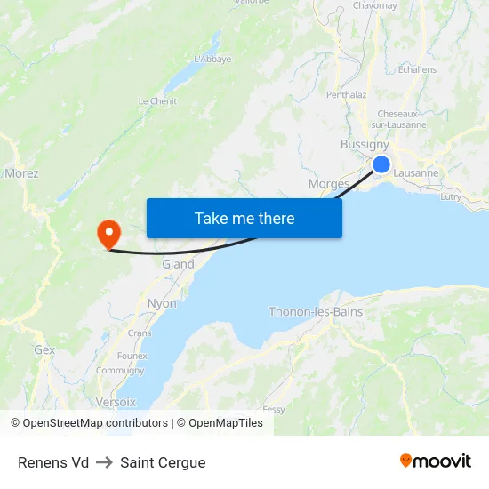 Renens Vd to Saint Cergue map
