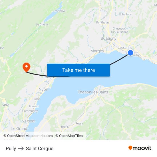 Pully to Saint Cergue map