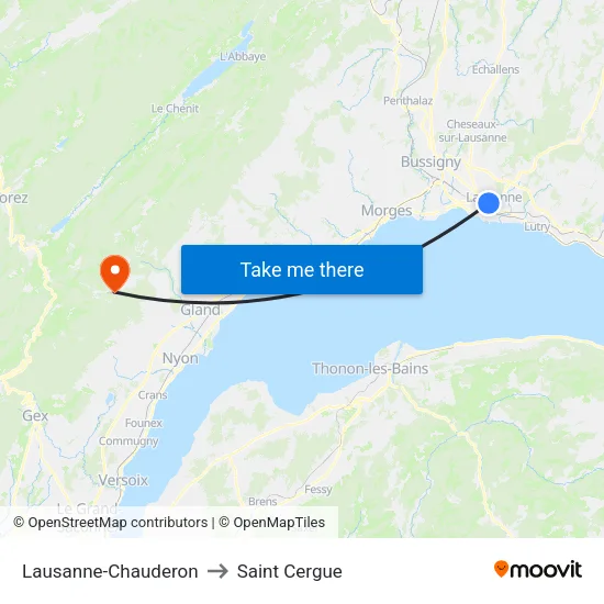 Lausanne-Chauderon to Saint Cergue map
