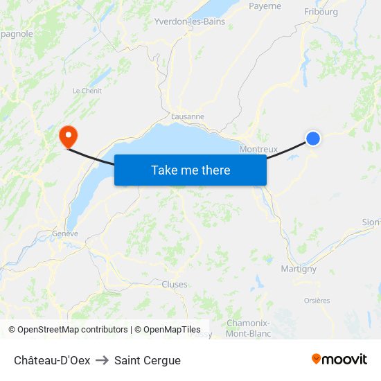 Château-D'Oex to Saint Cergue map