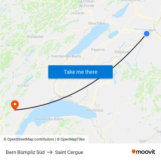Bern Bümpliz Süd to Saint Cergue map