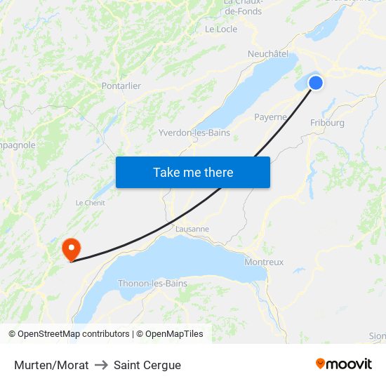 Murten/Morat to Saint Cergue map