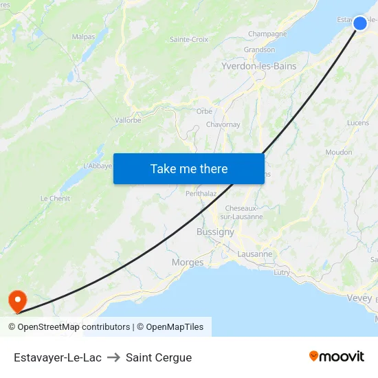Estavayer-Le-Lac to Saint Cergue map