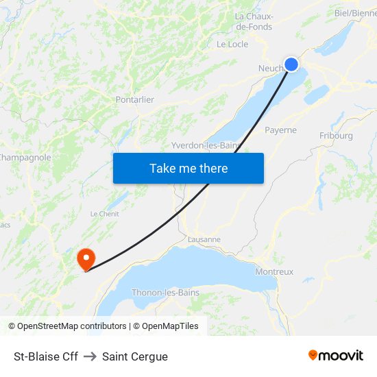 St-Blaise Cff to Saint Cergue map