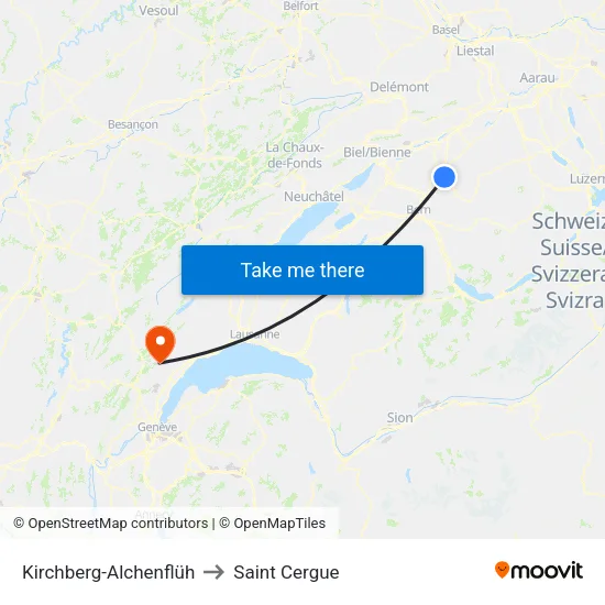Kirchberg-Alchenflüh to Saint Cergue map