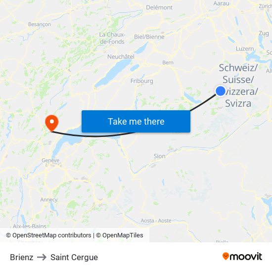 Brienz to Saint Cergue map