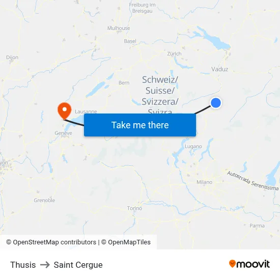 Thusis to Saint Cergue map
