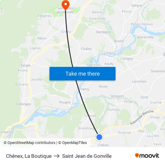 Chênex, La Boutique to Saint Jean de Gonville map