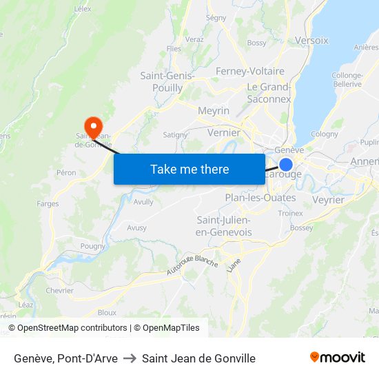 Genève, Pont-D'Arve to Saint Jean de Gonville map
