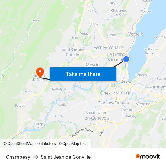 Chambésy to Saint Jean de Gonville map