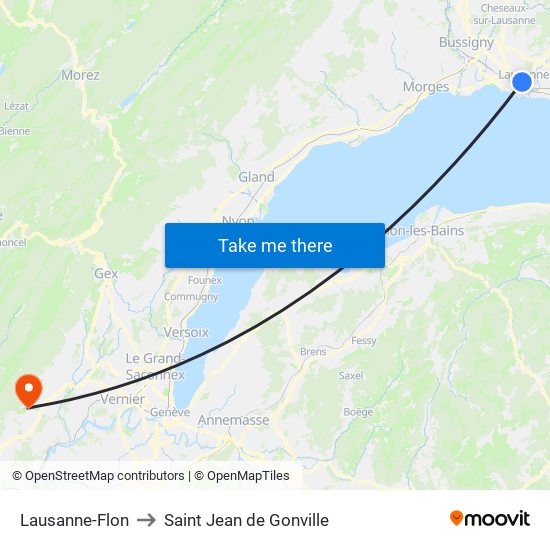 Lausanne-Flon to Saint Jean de Gonville map