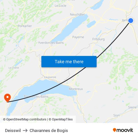 Deisswil to Chavannes de Bogis map